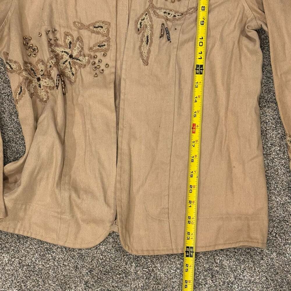 Laura Ashley Embroidered Beaded Linen Jacket Tan Size S - Picture 6 of 13